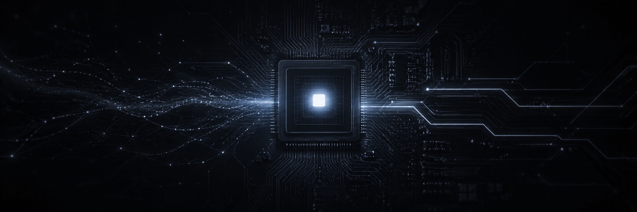 A processor lit at its core — on-body compute